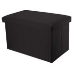 Intirilife pouf pliable 49x30x30 cm en noir diamant ? bo�te de rangement d�corative en tissu aspect lin ...