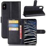 Iphone x coque housse etui pu cuir portefeuille avec support antichoc case iphone x (5. 8) - noir