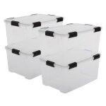 Iris ohyama boite de rangement hermétique 50l lot de 4 transparent at - l Iris ohyama boite de rangement hermétique 50l lot de 4 transparent at - l