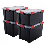 Iris ohyama boîte plastique lot de 4 50 l empilable hermétique - at - l - noir - l59 x p39 x h29 cm Iris ohyama boîte plastique lot de 4 50 l empilable hermétique - at - l - noir - l59 x p39 x h29 cm