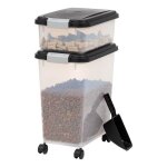 Iris ohyama bote  croquette plastique hermtique pour animaux avec roues pelle lot de 2 35l mp - 8 ...