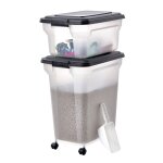 Iris ohyama boite  croquette 20l pour 75kg hermtique pelle roulettes incluses pour chien et chat - ...