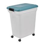 Iris ohyama boite  croquette 45l pour 15kg hermtique pelle roulettes incluses pour chien et chat - ...