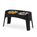 Iris ohyama gamelles doubles surleves avec support amovible pour chien - dog feeder - pef - l noir