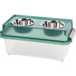 Iris ohyama gamelle surleve avec support boite plastique vert mangeoire pour chien chat double bol ...