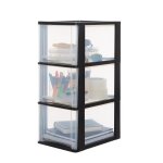 Iris ohyama tour de rangement organisateur plastique 3 tiroirs 13 l - ddoch - 2300 - noir - l35. 5 x ...