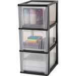 Iris ohyama tour de rangement organiseur 3 tiroirs - 13l - l35. 5 x l26 x h60. 5 cm - noir