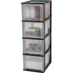 Iris ohyama tour de rangement organiseur 4 tiroirs - 13l - l35. 5 x l26 x h80 cm - noir