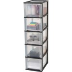 Iris ohyama tour de rangement organiseur 5 tiroirs - 13l - l35. 5 x l26 x h99. 5 cm - noir