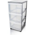 Iris ohyama tour de rangement 3 tiroirs de 15 l - poignes ergonomiques - l40 x l29 x h61. 5 cm - gris ...