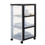 Iris ohyama tour de rangement organisateur plastique 3 tiroirs 15 l - dddc - 303 - noir - l37. 5 x p29 ...