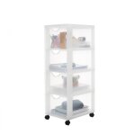 Iris ohyama tour de rangement organisateur plastique 4 tiroirs 15 l - dddc - 304 - blanc - l37. 5 x p29 ...