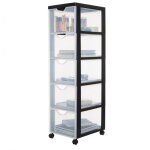 Iris ohyama tour de rangement organisateur plastique 5 tiroirs 15 l - dddc - 305 - noir - l37. 5 x p29 ...