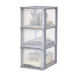 Iris ohyama tour de rangement organisateur plastique 3 tiroirs 13 l - och - 2300 - gris - l35. 5 x p26 ...