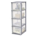 Iris ohyama tour de rangement organisateur plastique 4 tiroirs 13 l - och - 2400 - gris - l35. 5 x p26 ...