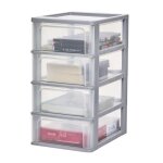 Iris ohyama tour de rangement organisateur plastique 4 tiroirs 7 l - och - 2004 - gris - l35. 5 x p26 ...