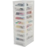 Iris ohyama tour de rangement organiseur 10 tiroirs - 4l - l35. 5 x l26 x h81. 5 cm - blanc