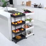 Iron desserte en abs + mtal l40 x l22 x h90cm pour cuisine maison - noir laqu