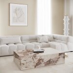 Isbel - table basse rectangulaire marbre dingénierie beige et marron Isbel - table basse rectangulaire marbre dingénierie beige et marron