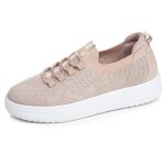 Isotoner baskets confortable r�sistante semelle � m�moire forme et facile � enfiler beige femme