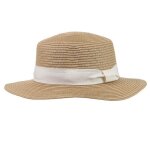 Isotoner chapeau 100% papier de paille claire ajustable � lint�rieur 52 � 58 cm cr�me femme