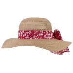 Isotoner chapeau 100% papier de paille claire ajustable � lint�rieur 52 � 58 cm rouge femme