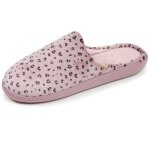 Isotoner chaussons microvelours semelle ergonomique soutien vo�te plantaire l�opard blush femme