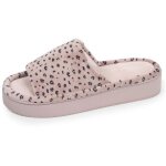 Isotoner chaussons velours plateforme 35 cm l�opard blush femme