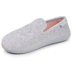 Isotoner chaussons velours semelle ergonomique mousse � m�moire forme gris chin� femme