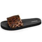 Isotoner mules claquettes sandales plage d�t� semelles eva l�g�res et confortable l�opard / noir femme ...