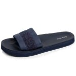 Isotoner mules claquettes sandales plage d�t� semelles eva l�g�res et confortable marine paillet� femme ...