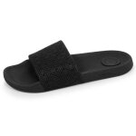 Isotoner mules claquettes semelle confortable et l�g�re sandale de plage piscine noir logo homme
