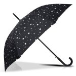 Isotoner parapluie canne ultra d�rperlant solide ouverture automatique / fermeture manuelle pois noir ...