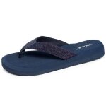 Isotoner tongs sandales plage d�t� semelles eva l�g�res et confortable marine paillet� femme