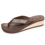 Isotoner tongs talon 4 cm semelle confortable et l�g�re sandale de plage piscine dor� / marron femme