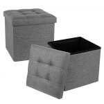 Iztoss canap pouf avec coffre de rangement - gris - 38 x 38 x 38 cm - simili cuir