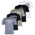 Jack&jones t - shirt homme - paquet de 5jjleogra tee crew neck 5pk
