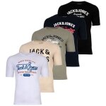 Jack&jones t - shirt homme - paquet de 5jjleogra tee crew neck 5pk