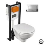 Pack wc suspendu - jacob delafon - patio - cuvette cramique - abattant thermodur - plaque chrome