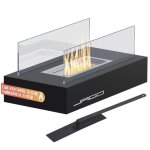 Jago chemine de table - thanol 35x182x146 cm en acier inoxydable 2 panneaux en verre - pole biothanol ...