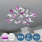 Jago plafonnier - 3 ampoules max 40 w e14 led feuilles acryliques lilas - lustre lampe de plafond luminaire ...