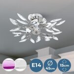 Jago plafonnier - 3 ampoules max 40 w e14 led feuilles acryliques transparentes - lustre lampe de plafond ...