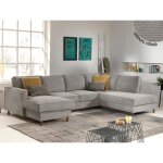 Jake - canap panoramique d'angle droit - convertible avec coffre - 7 places - en velours ctel - gris ...