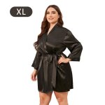 Janzdiys peignoir kimono femme satin - xl - noir - grande taille peignoir - bridal vtements de nuit ...