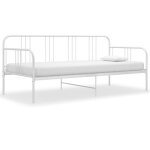 Jar&8580 lit banquette canap� lit simple lit de jour pour enfants ou adulte blanc m�tal 90x200cm