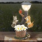 Jardin de f�es statue de jardin ornement solaire ornement lumi�re r�sine statues de chats lumi�res solaires ...