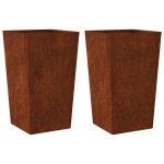 En solde jardini�res 2 pcs - burke - pot & cache - pot - 45x45x75 cm acier r�sistant aux intemp�ries ...