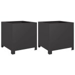 En solde jardini�res 2 pcs - burke - pot & cache - pot - noir 40x40x40 cm acier j1427