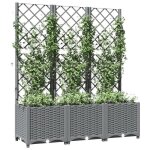Jardini�re de balcon gris - sarazyj� jardini�re avec treillis - solomon - gris clair 120x40x136 cm pp ...
