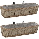 Jardini�re de balcon - yajiasheng - 2 pcs - osier avec doublure en pe - 60 cm - marron